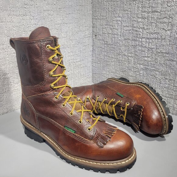 Georgia G7313 Men's Size 10M Brown Leather Steel Toe Waterproof Logger Boots - Picture 10 of 11
